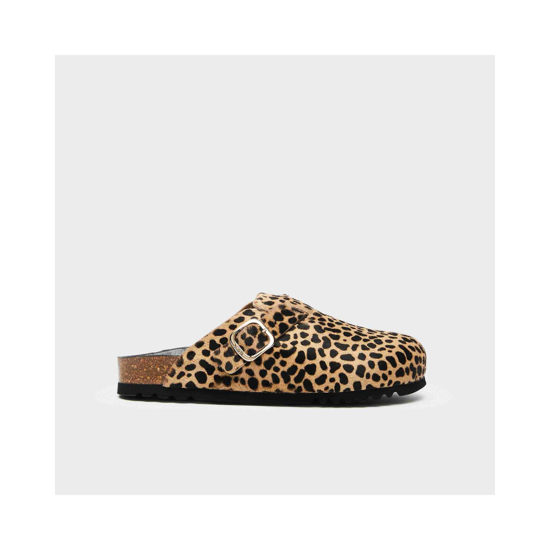 SCHOLL Fae Leather Leopard Clogs & Mules
