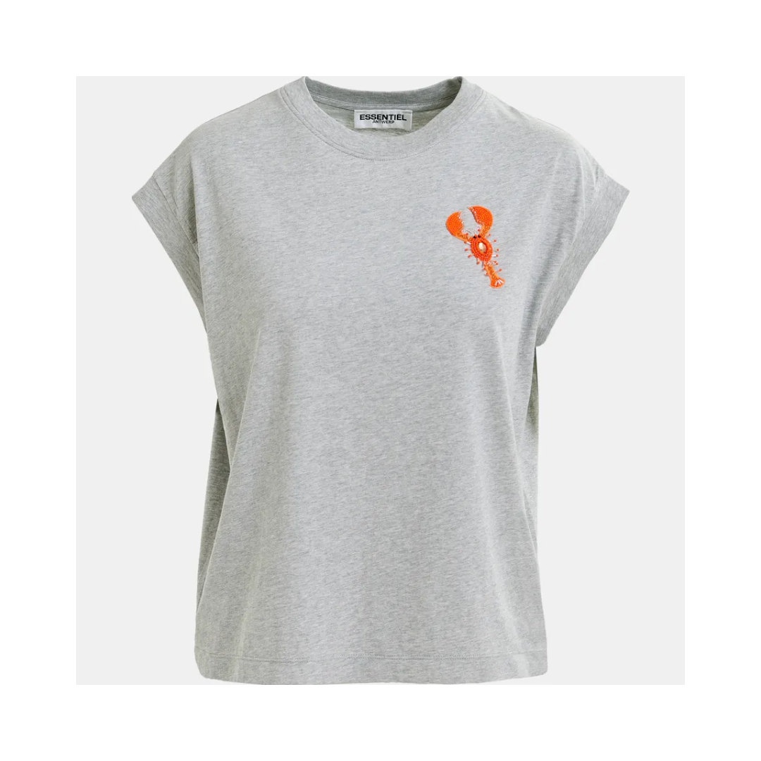 ESSENTIEL Hobster embroidered t-shirt Nimbus Cloud