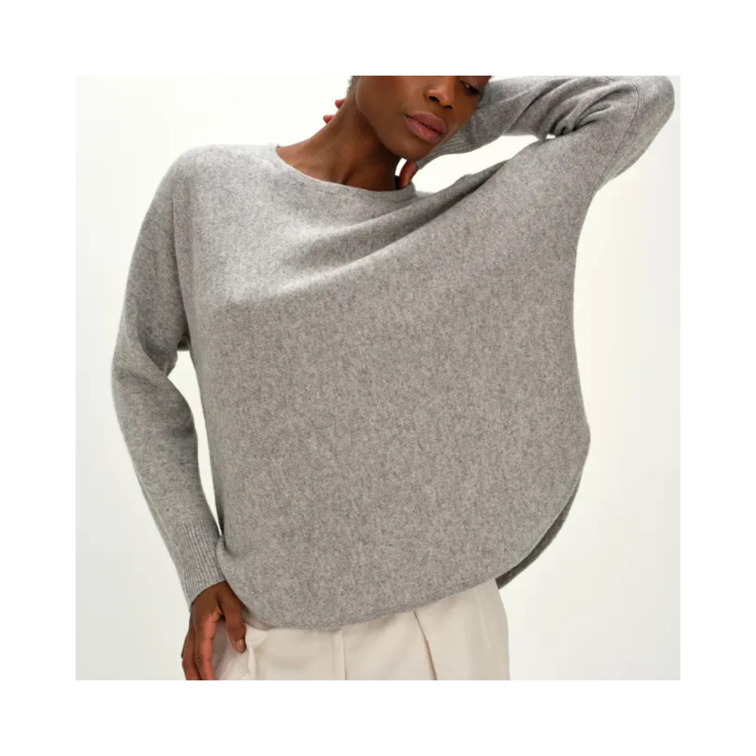 DAVIDA Curved Sweater Long Light Grey