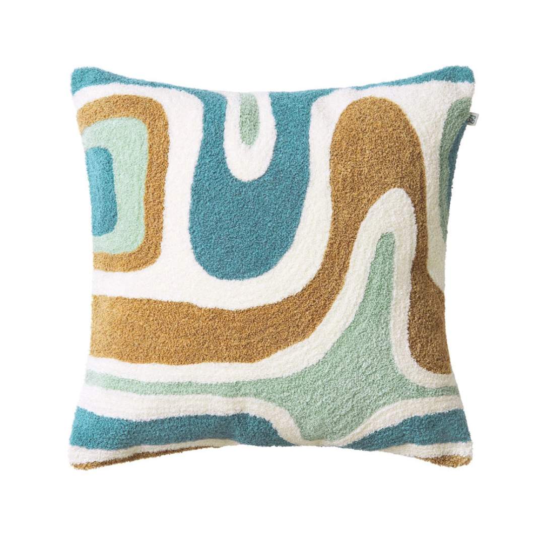 Chhatwal & Jonsson Kuddfodral Kuddfodral Bouclé Godavari - Heaven Blue/Aqua/Sand/Off White 50 x 50 cm