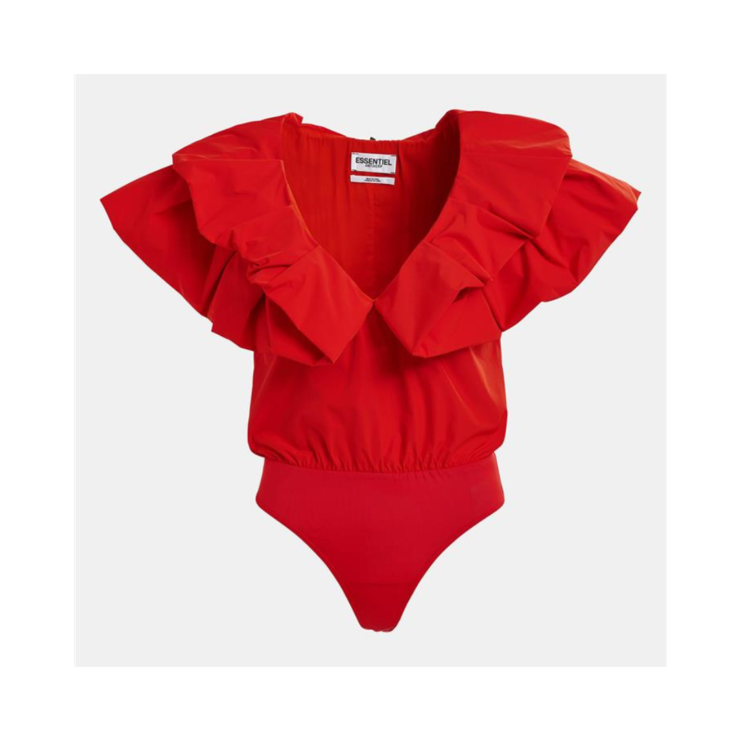 ESSENTIEL Hillary voluminous ruffle top true red