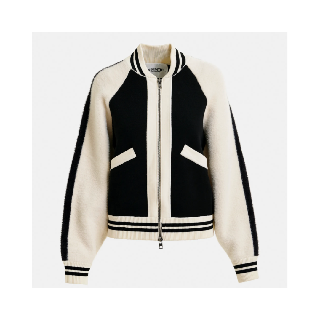 ESSENTIEL Idol Knitted Bicolour Jacket Black